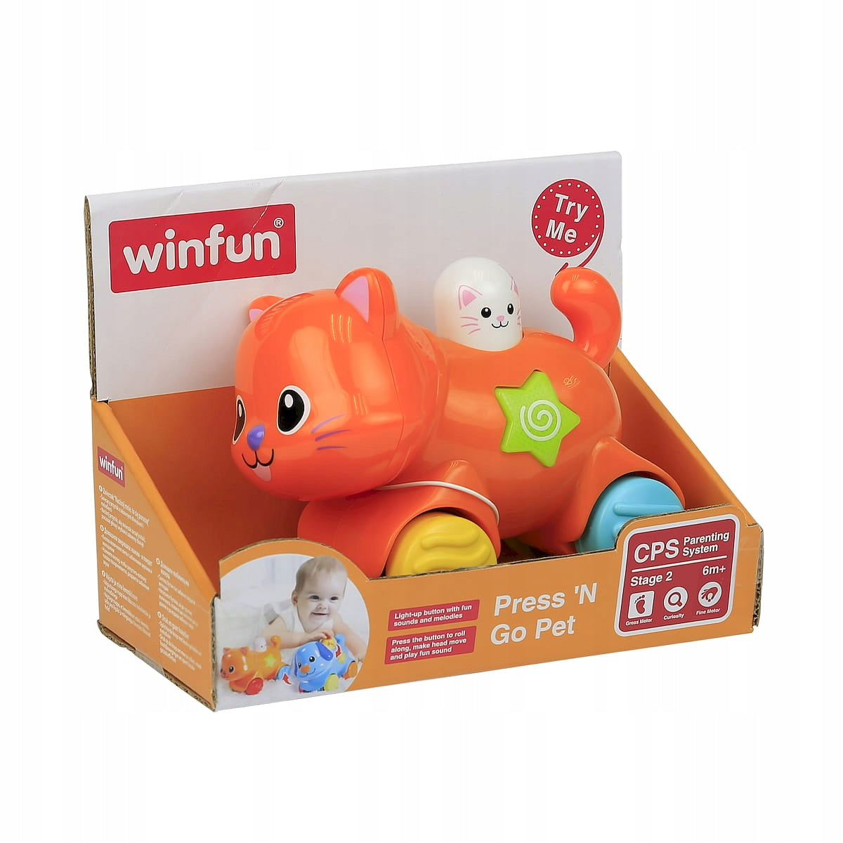 000734 PRESS AND GO KITTEN Animals CAT Smily
