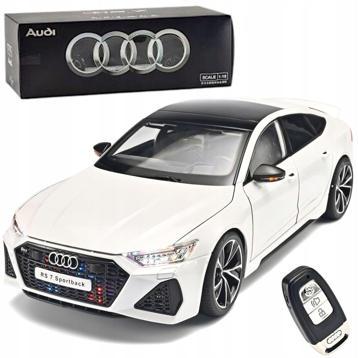 1:18 scale model car Audi RS7 with remote control Box Oem book led sound