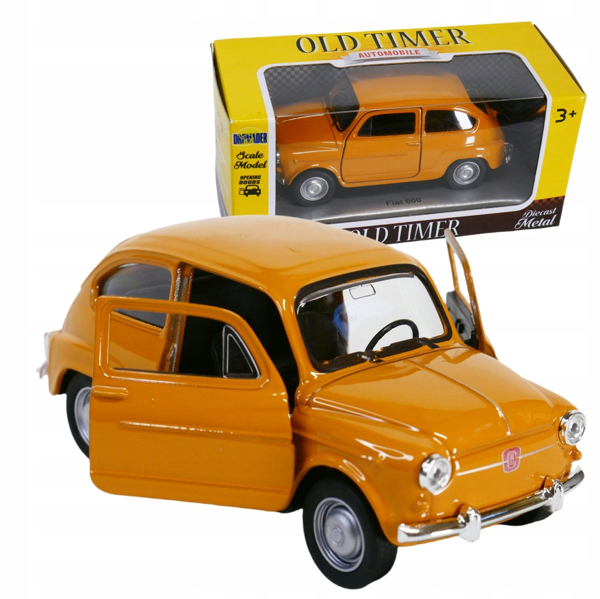 1:34 39 scale metal model Fiat 600 model Welly Old Timer brown