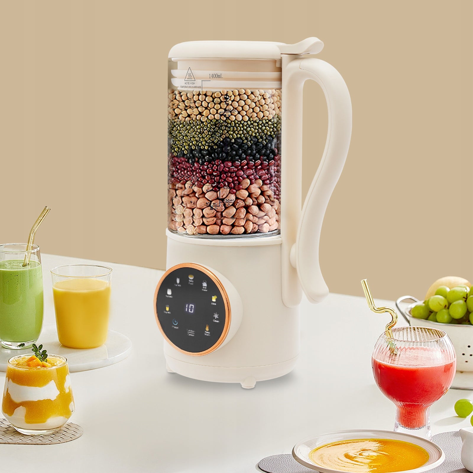1.4L Soy Milk Maker, Juicer with 16 Blades, Nut Milk Maker Machine for Home Packaging status original