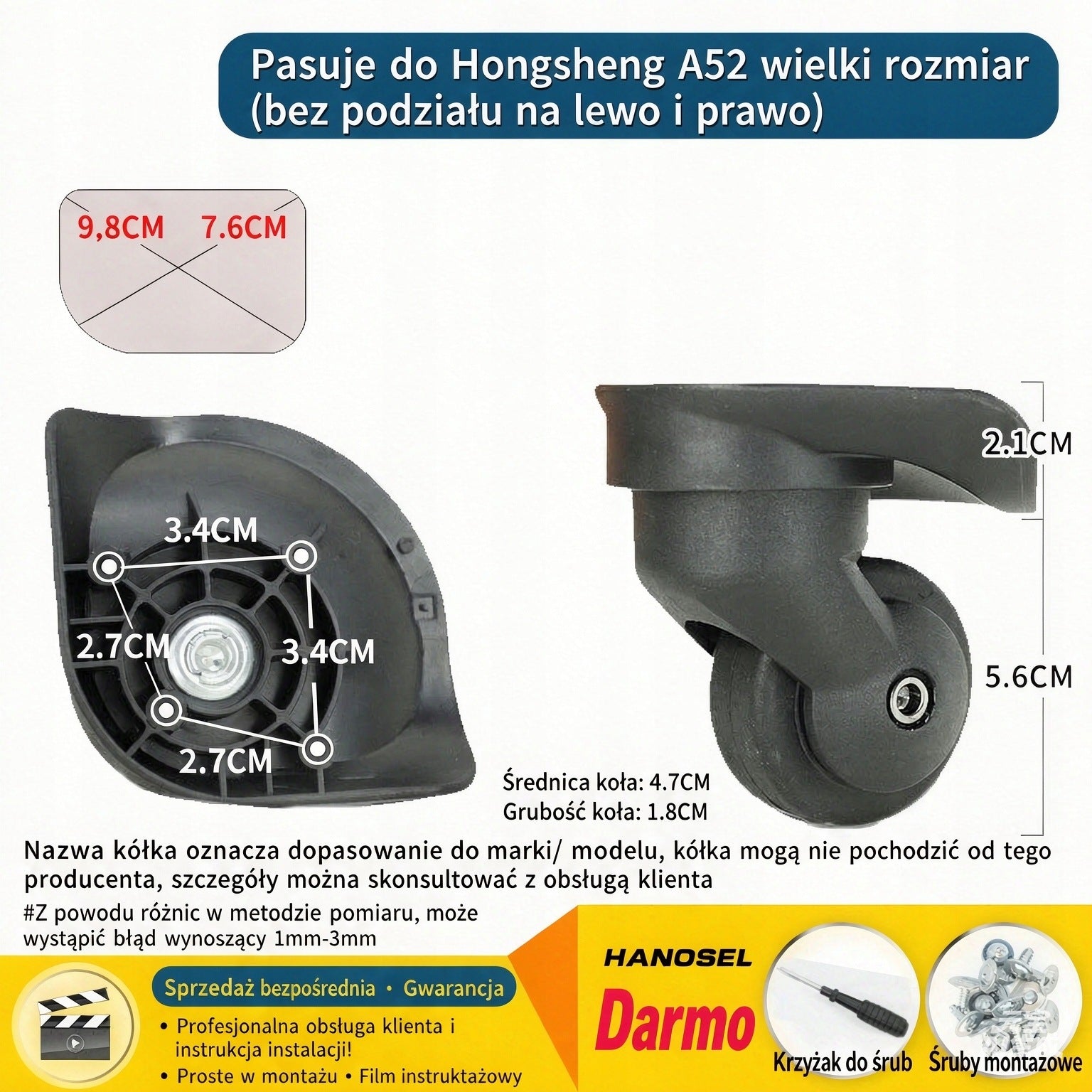 1 Pair Replacement Luggage Suitcase Wheels Manufacturer code gjgt9y84t3