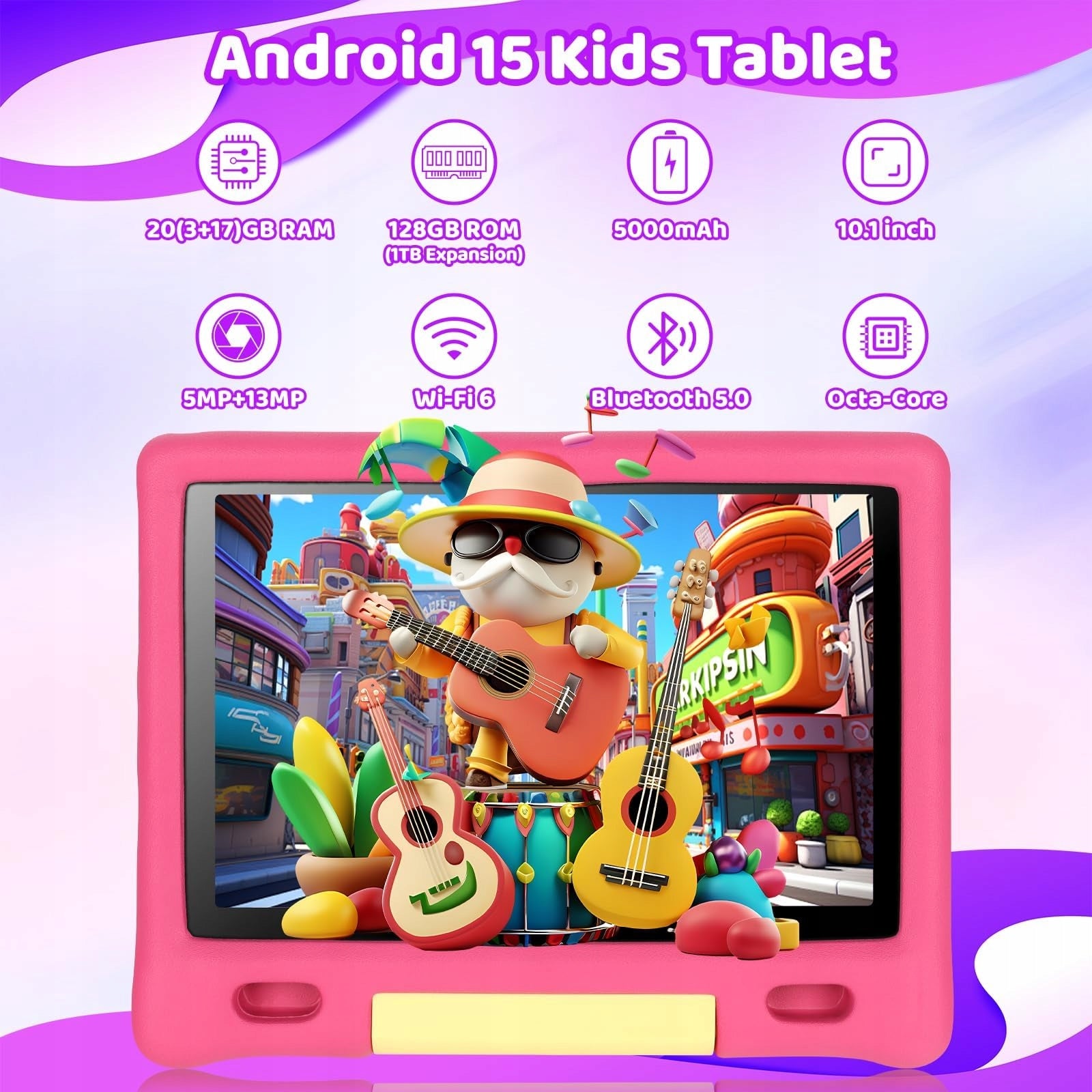 10" Android 15 Tablet for Kids Parental Controls Case with Stand 20GB RAM Packaging status original