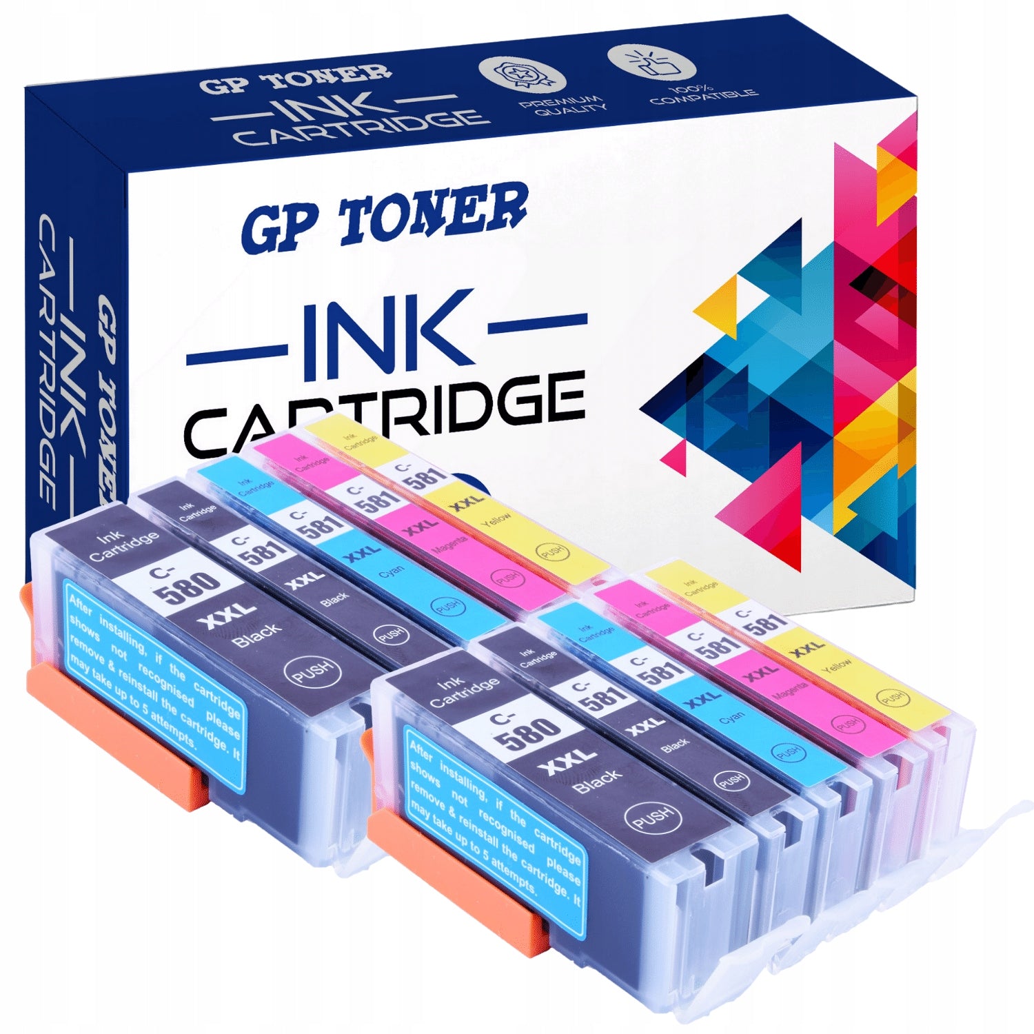 10 Ink for CANON Pixma TS6150 TS6151 TS8150 9500 8220 TR7550 8550 8500 7500 Manufacturer code GP-C580XL CMYK X2