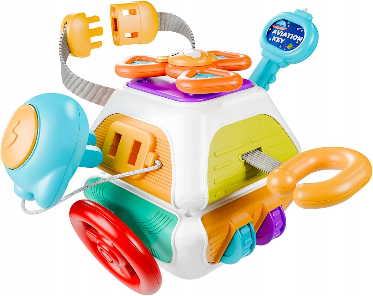 10-in-1 Baby Busy Board Cube, Montessori Toy for 6-18 Month& 1-2 Year