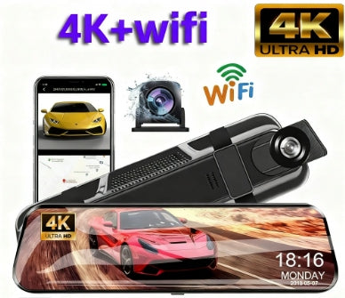 10 inch car camera with 4K front camera and 1080P rear camera