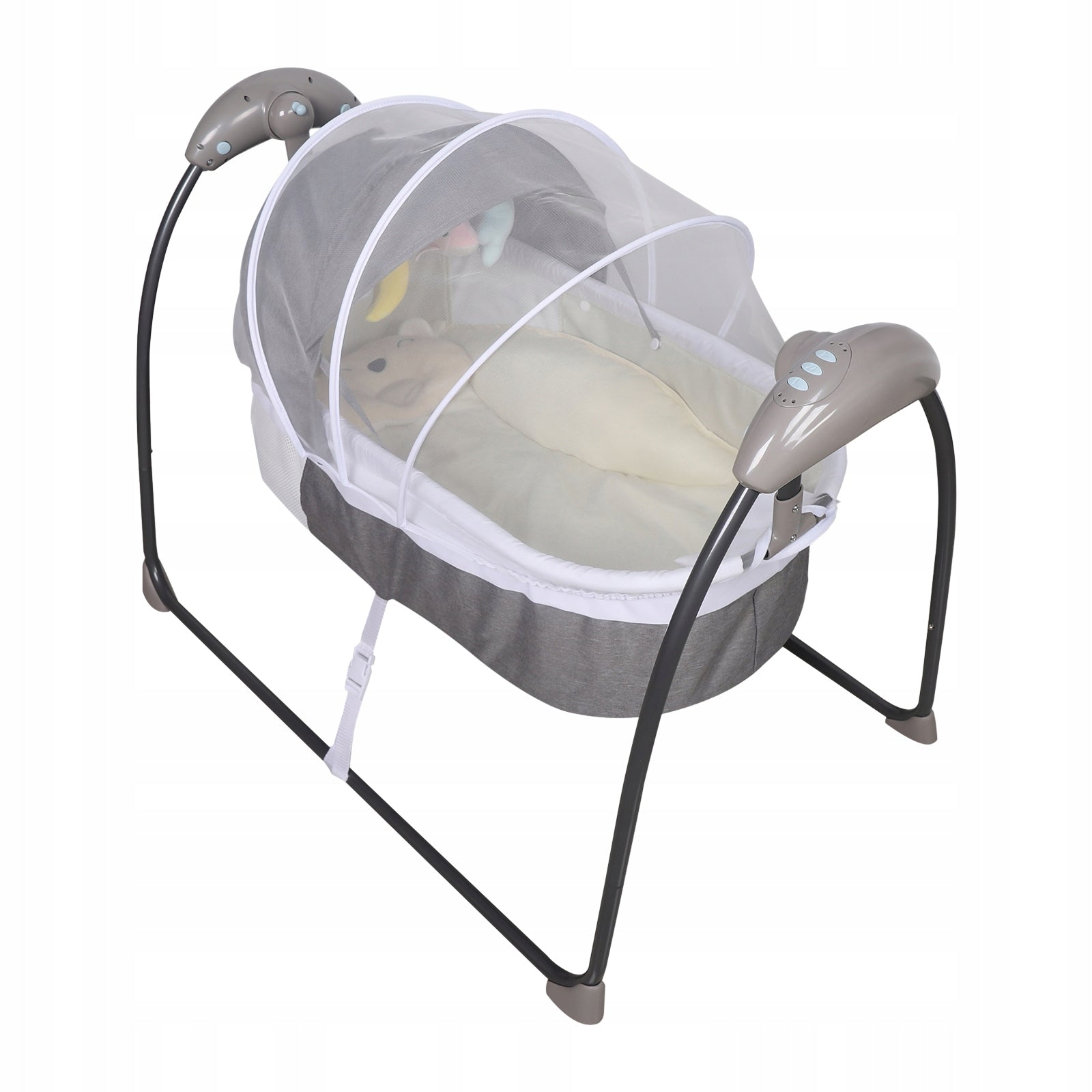 100-240V Portable Baby Bed, Grey Electric Shaking Bed, Baby Swing for 3Gear