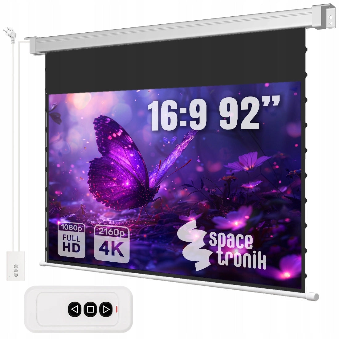 100" 4K Electric Ceiling Screen For 16:9 Projector +Pilot Tensioned POWERFUL