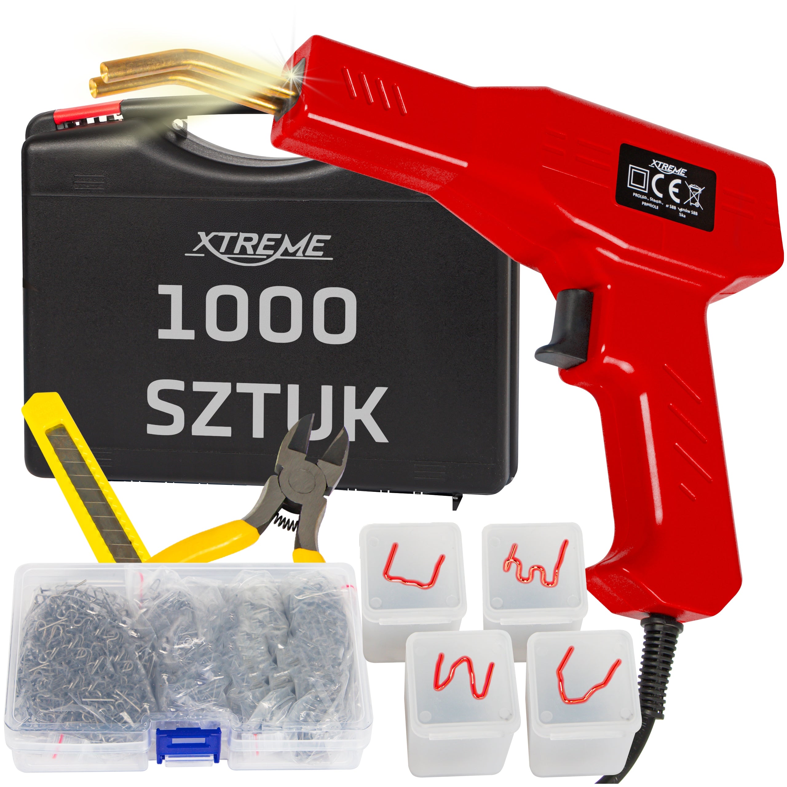 100W PLASTIC WELDING MACHINE 1000 STAPLES KNIFE BROKEN PLIERS CASE