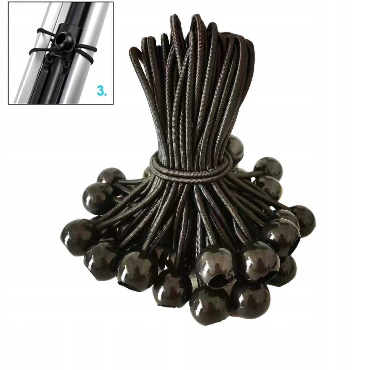 100X Elastic Rubber with BALL CABLE for Tent Tarpaulin Tension Attachment