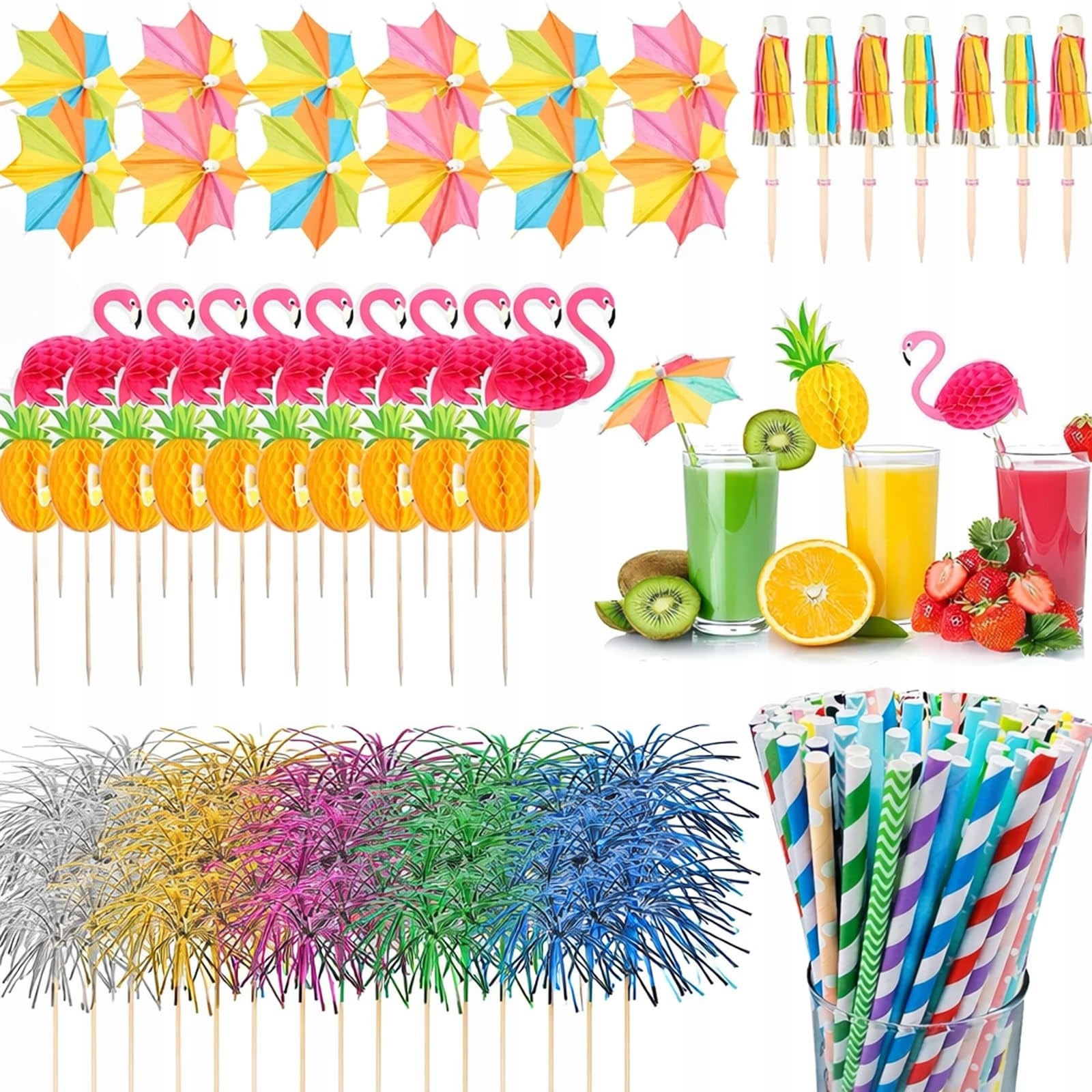 100pcs Cocktail Decorations Tropical Snack Drink Decorations