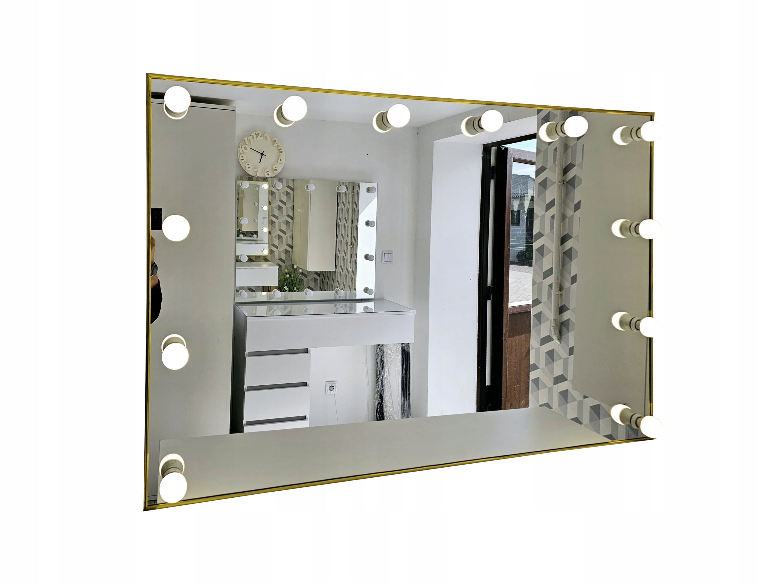 100x80 Hollywood Makeup Mirror for Makeup - Gold Frame