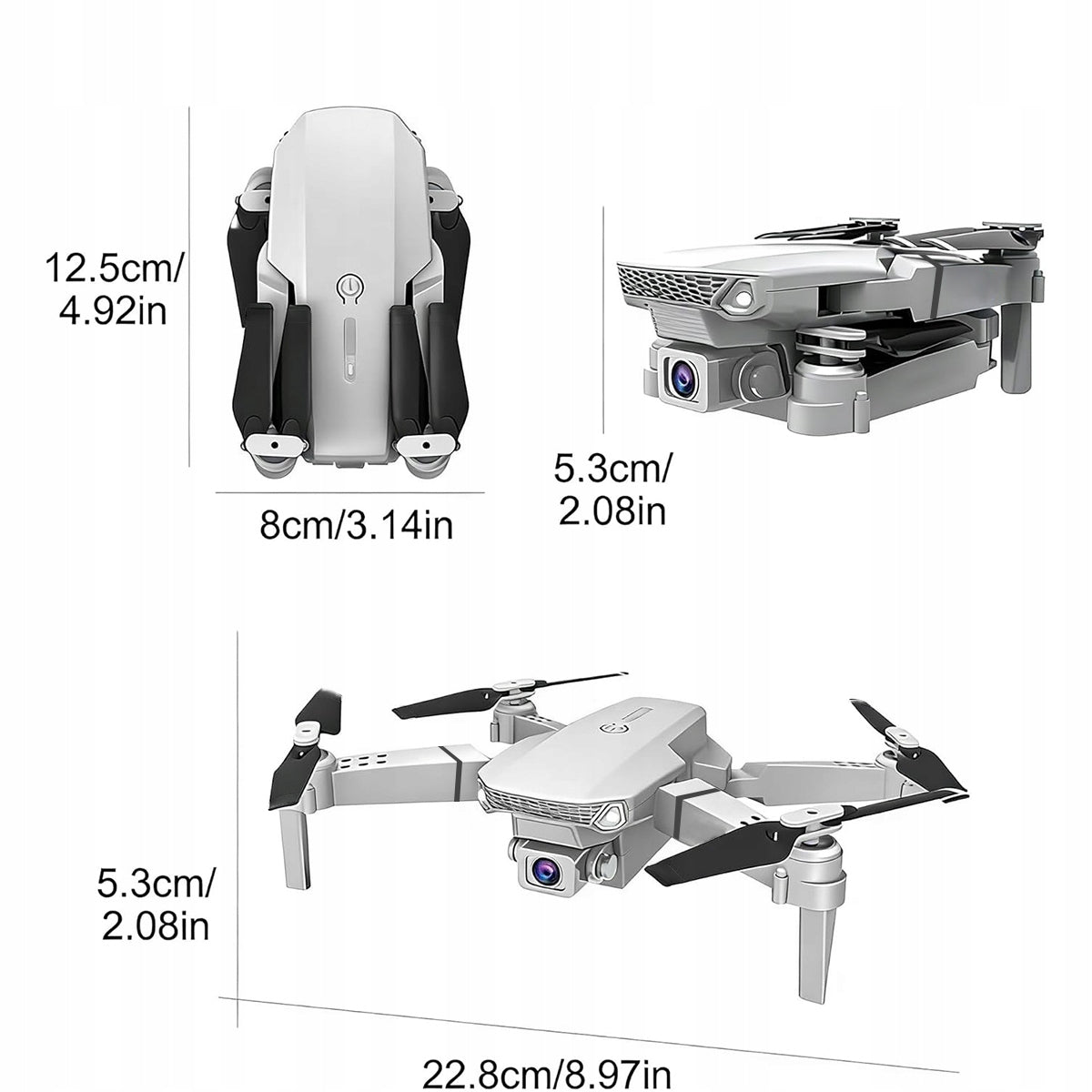 1080P DRONE WITH TWO CAMERAS AND 3X BATTERY – 100M RANGE, GESTURES, 3D FLIP Model 4048715814402