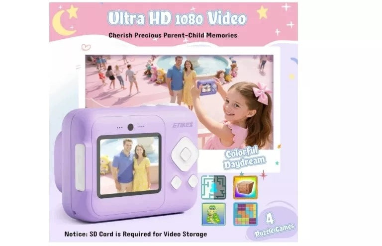 1080P INSTANT PRINT CAMERA FOR CHILDREN – PURPLE Kid's age 4+ years