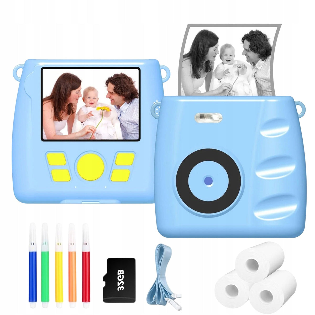 1080P Kids Thermal Camera With Games Screen 2.4 Inch Blue 1000mAh