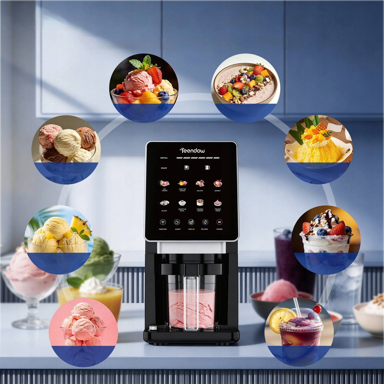 10IN1 ICE CREAM MACHINE FOR FROZEN SNACKS STRONG 650ML 1800W Packaging status original