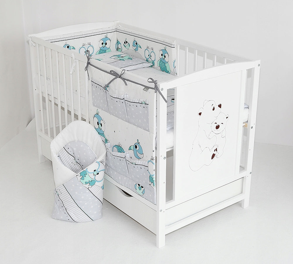 10el.CHILDREN'S COT WITH DRAWER / COUCH WHITE MATTRESS BEDDING Manufacturer code MAJA