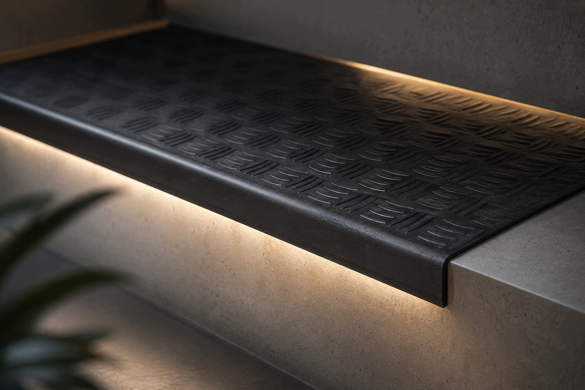 10x ANTI-SLIP OVERLAYS FOR RUBBER STAIRS GROOVED STRONG TREPE STEPS Packaging status original