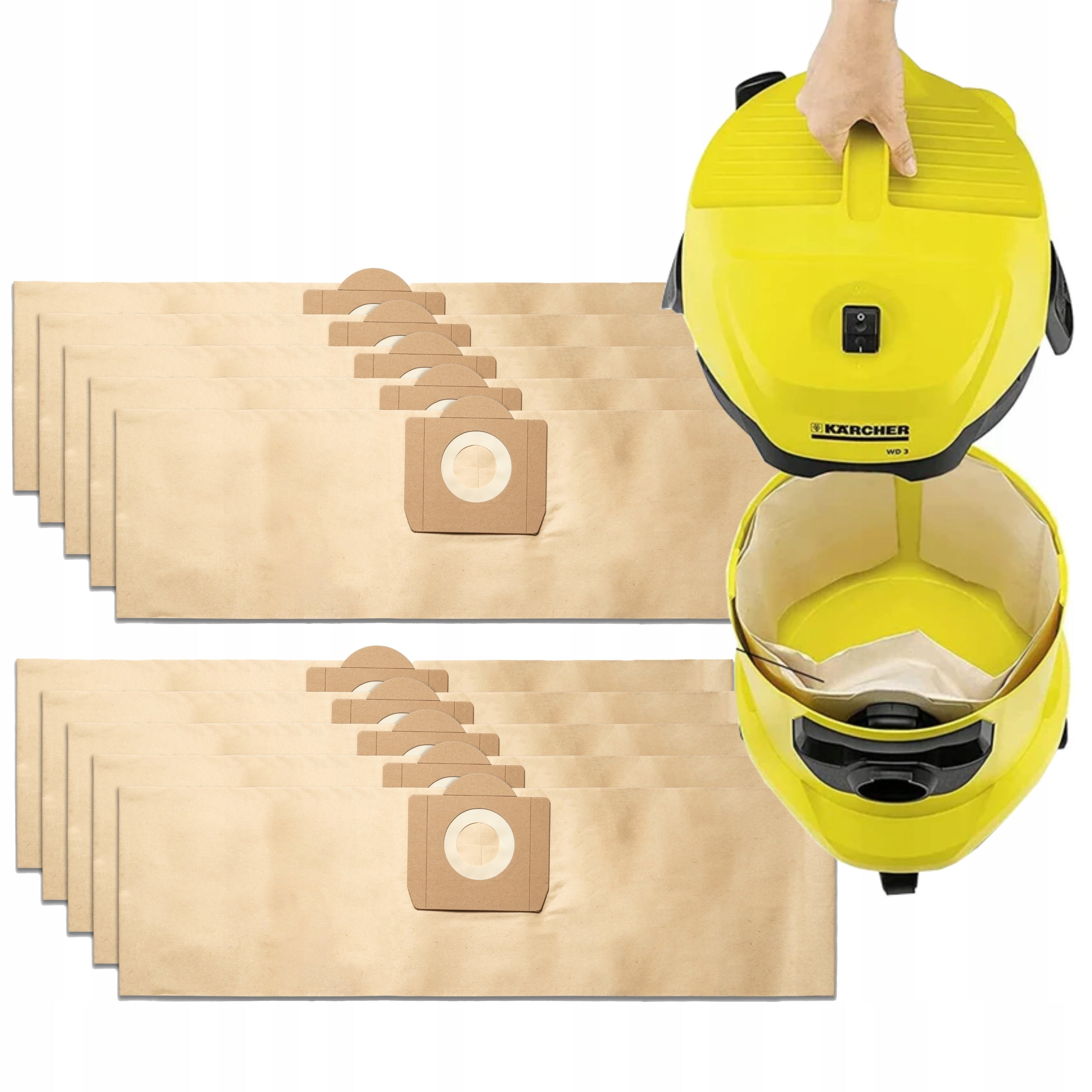 10x KARCHER WD3 200 MV3 VACUUM CLEANER BAGS