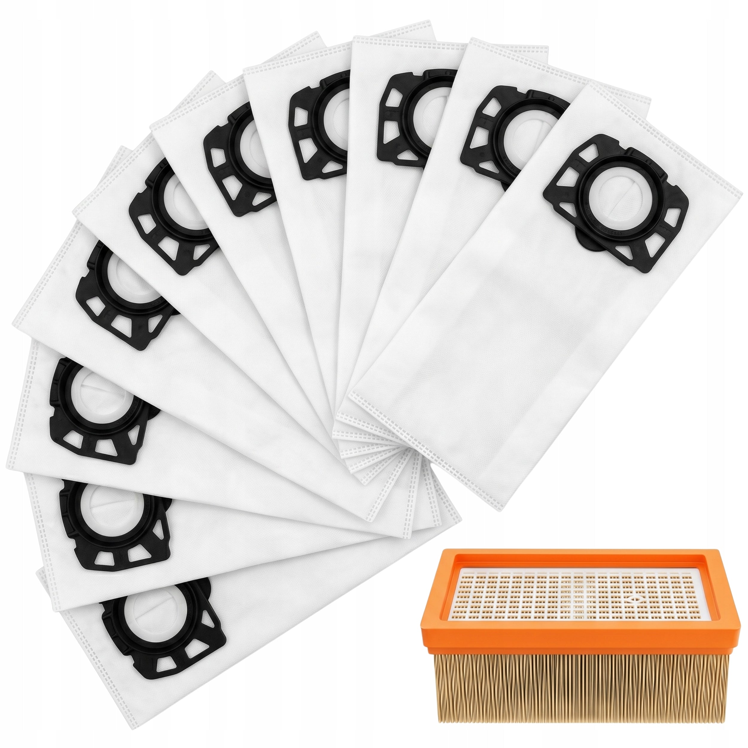 10x KARCHER WD4 WD5 WD6 MV4 MV5 MV6 SE VACUUM CLEANER BAGS 10 PCS + FILTER