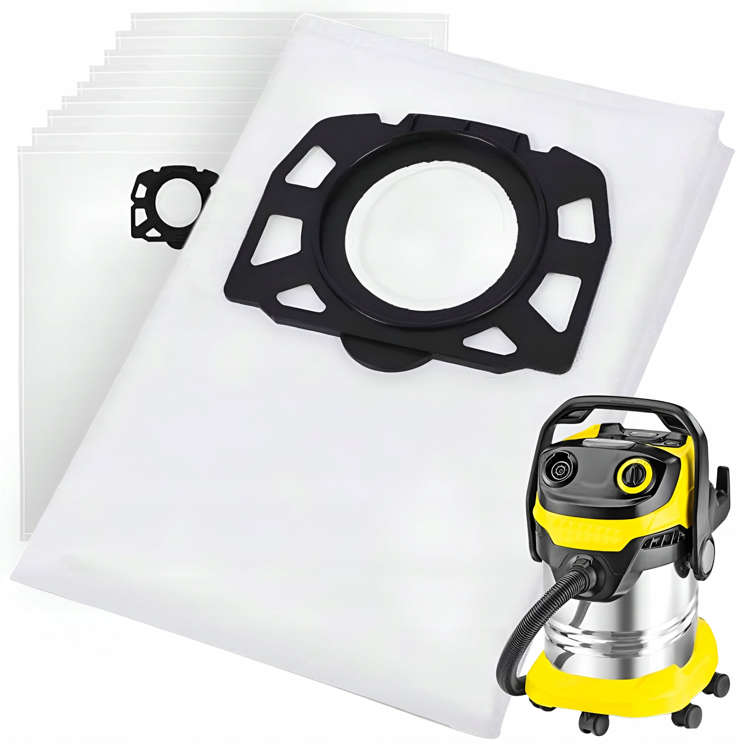 10x KARCHER WD4 WD5 WD6 MV4 MV5 MV6 VACUUM CLEANER BAG REINFORCED + FILTER Manufacturer code MA0234+MA0191