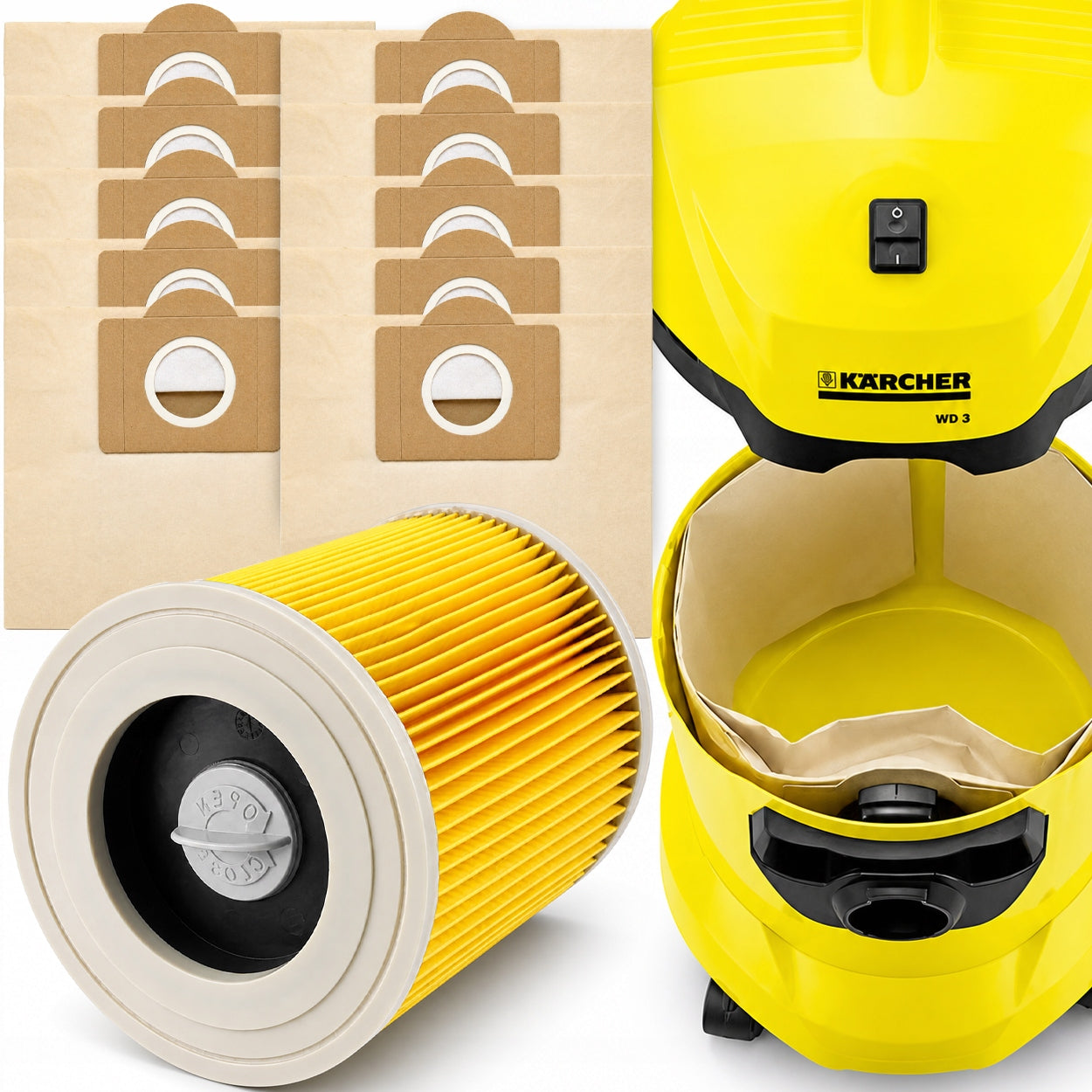 10x Karcher WD3 WD 3 MV 3 MV3 WD2 SE 4001 K2000 Vacuum Cleaner Filter