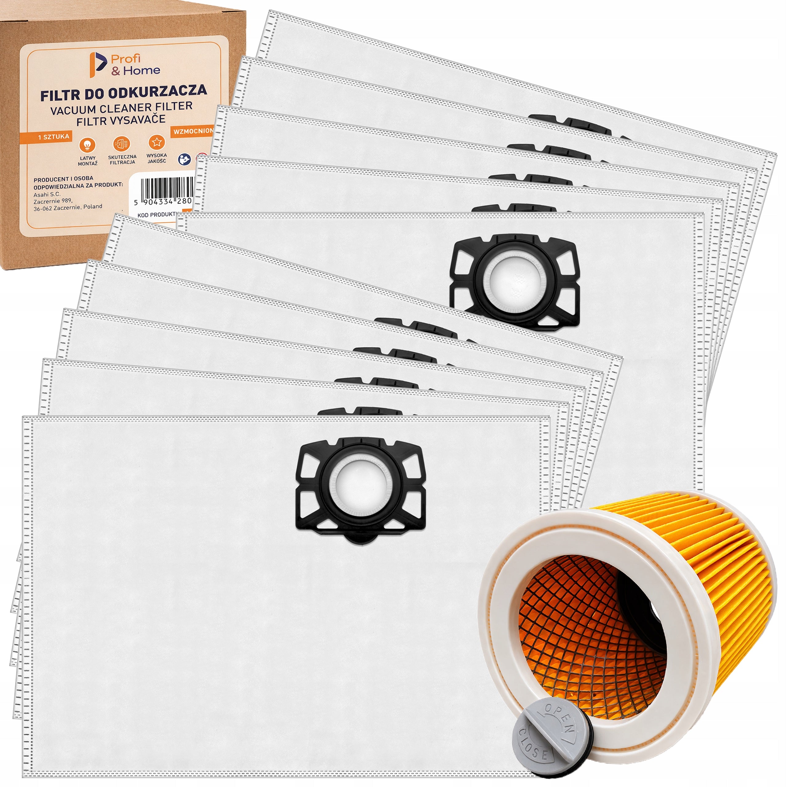 10x LARGE Vacuum Cleaner Bags KARCHER WD3 KFI 357 SE4001 WD2 PLUS + FILTER