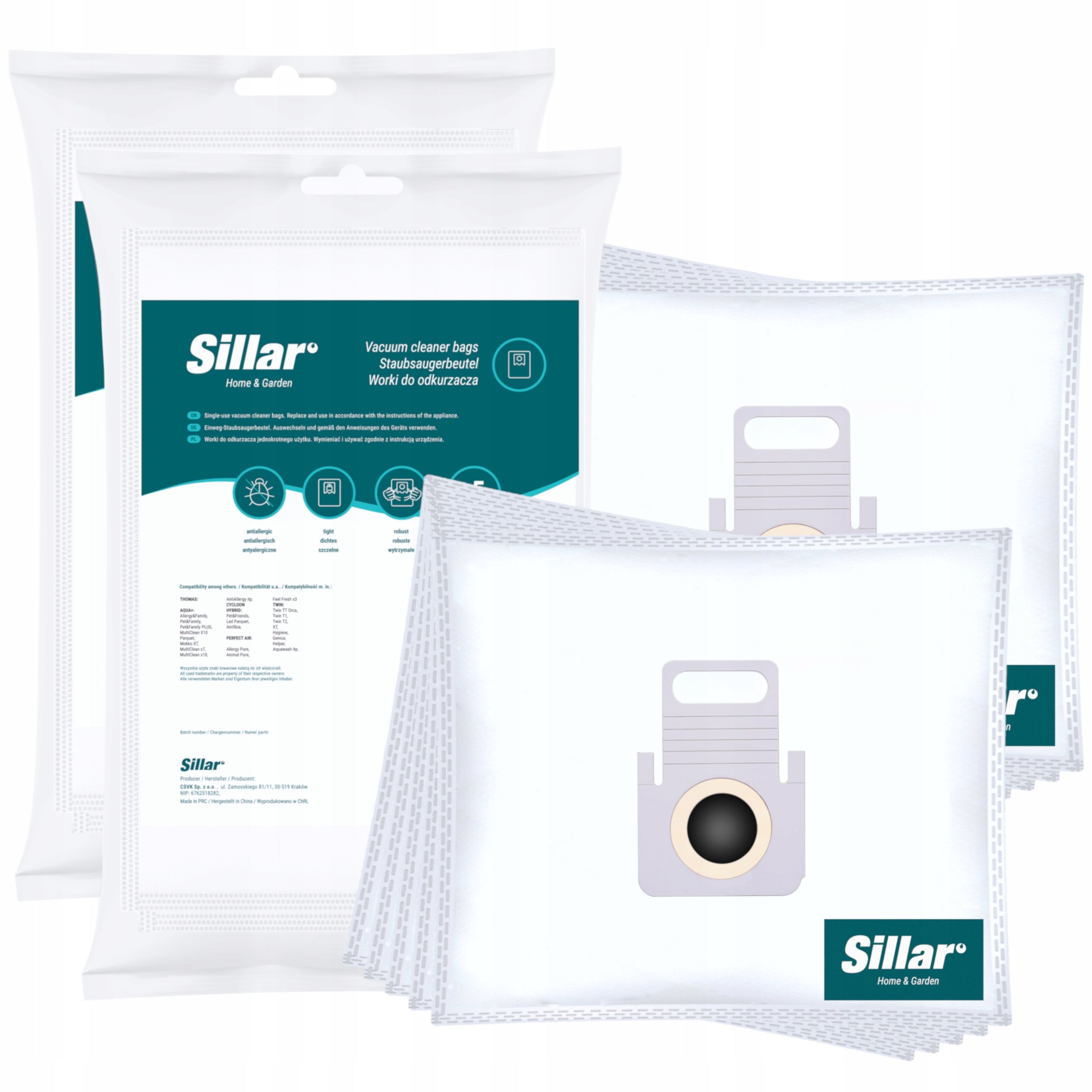 10x Sillar bags for Thomas AQUA + PET & FAMILY vacuum cleaner