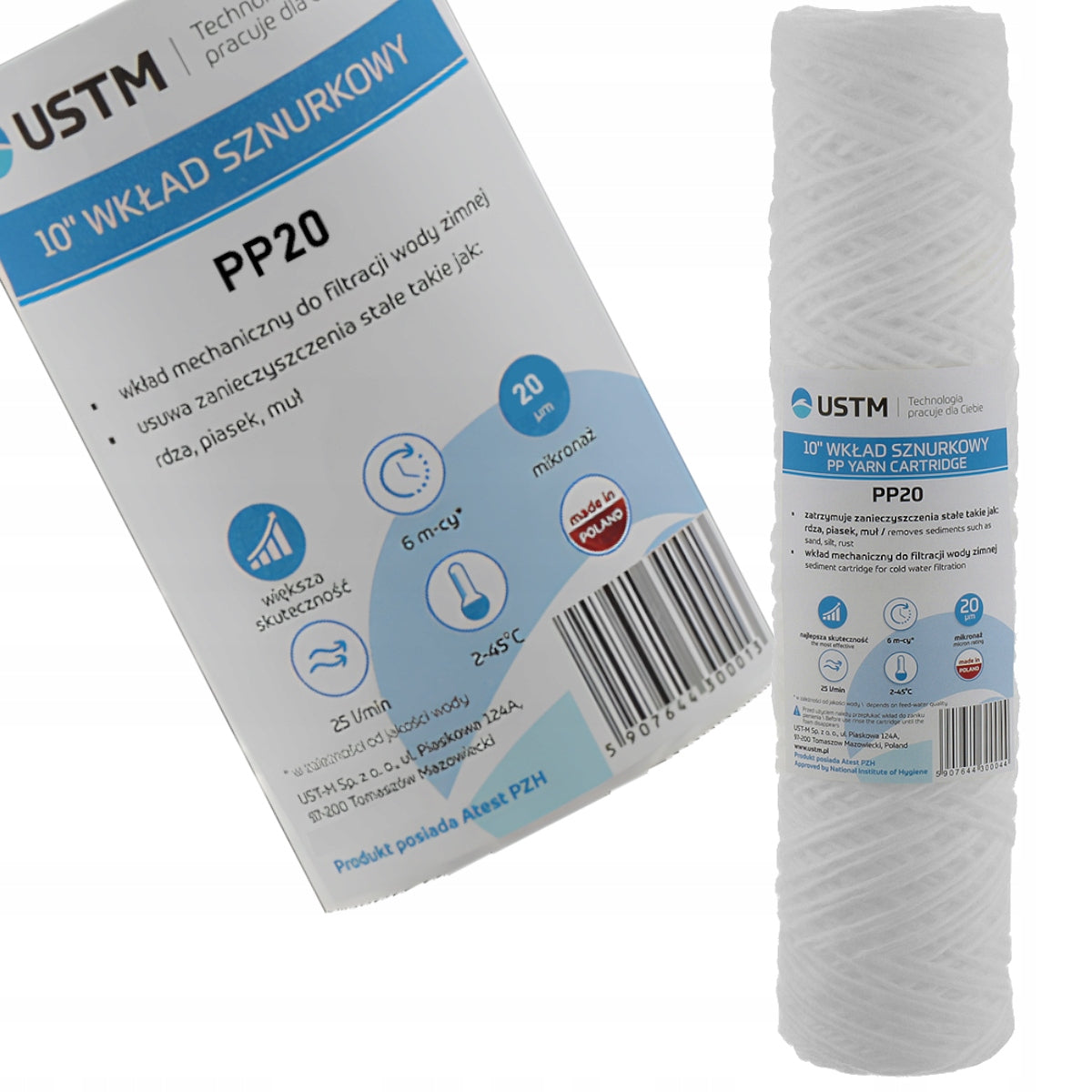 10x WATER FILTER Filter CARTRIDGE 10" STRING 20 MICRON PP20M. USTM Packaging status original