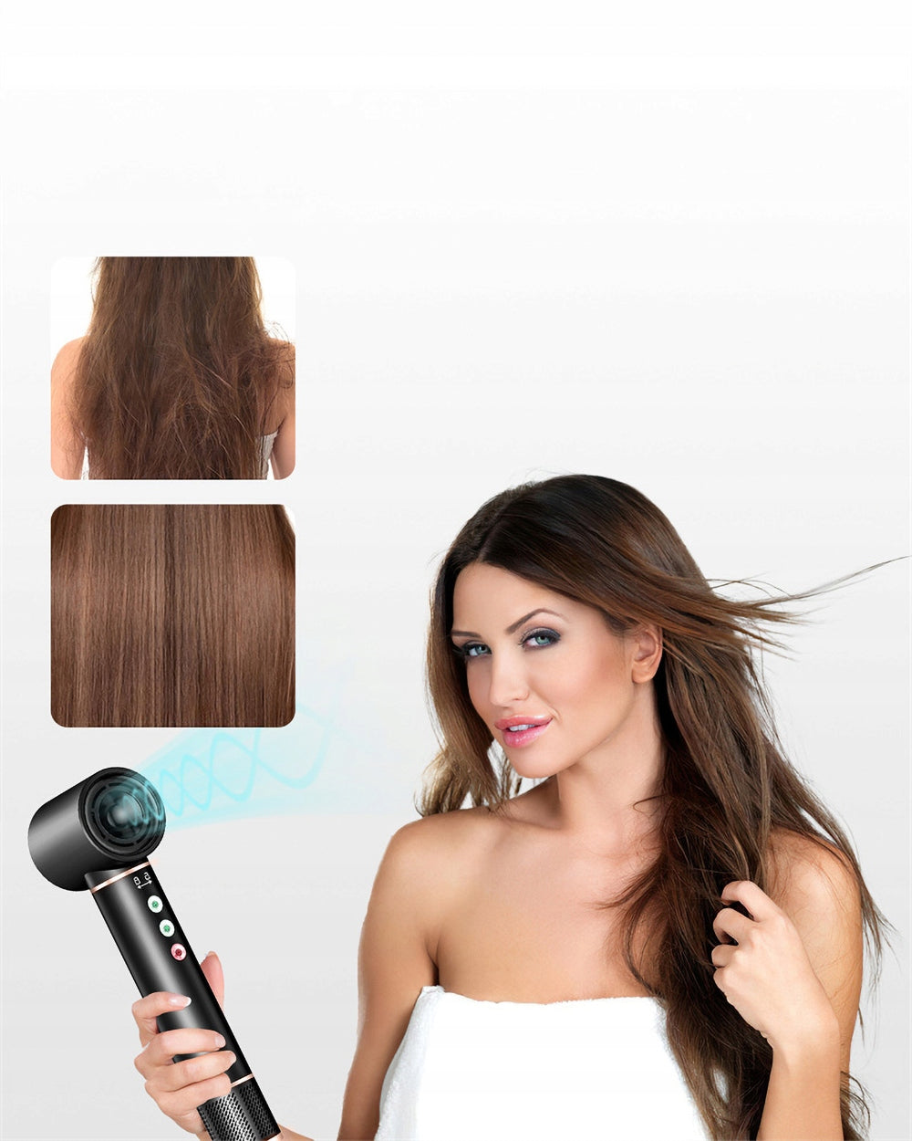110000RPM Hair Dryer Curler Hair Brush Rotating 5in1 Ionization Set Dominant color silver/gray