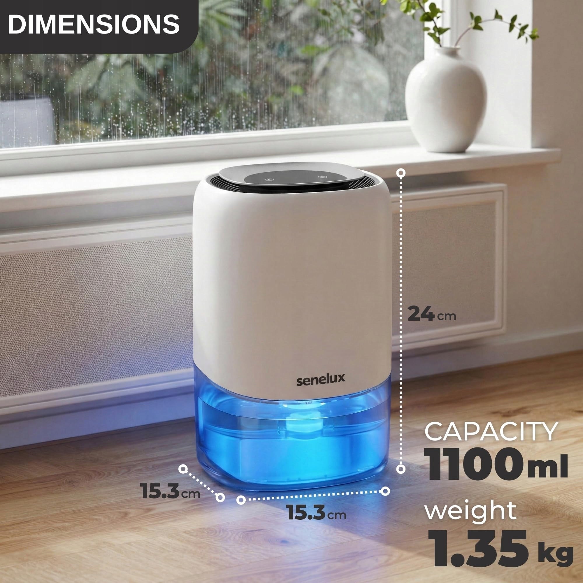 1100ML ELECTRIC DEHUMIDIFIER FOR CAR BATHROOM CABINET SENELUX Manufacturer code xz546tf7yguiho