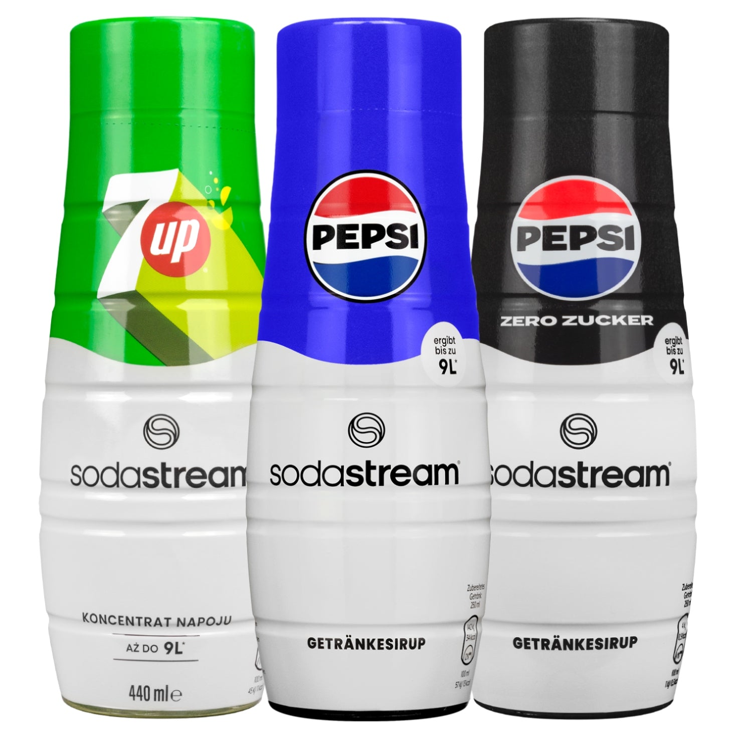 Gėrimų gazavimo aparatas SodaStream Terra juodas, su 2 buteliais, 2 angliarūgštės balionais ir 3 Pepsi bei 7Up sirupais