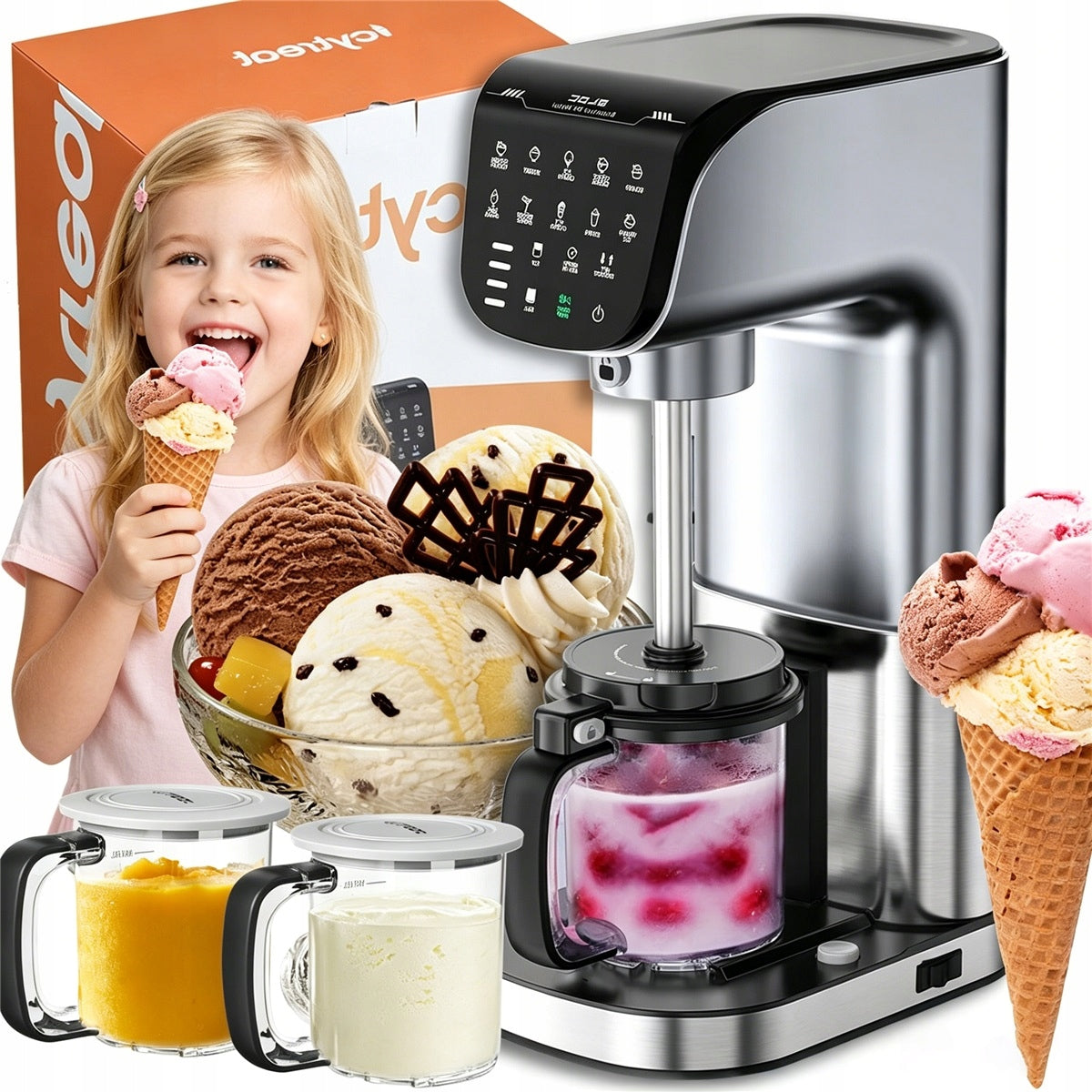 11IN1 ICE CREAM MACHINE FULLY AUTOMATIC WITH 3 CONTAINERS TO PREPARE GELATO