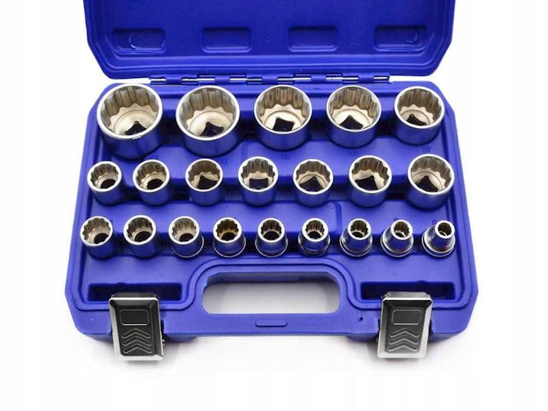 12-ANGLE SOCKET SET 1/2" SHORT SOCKETS CRV 8-36mm SUITCASE Brand Kraft&Dele