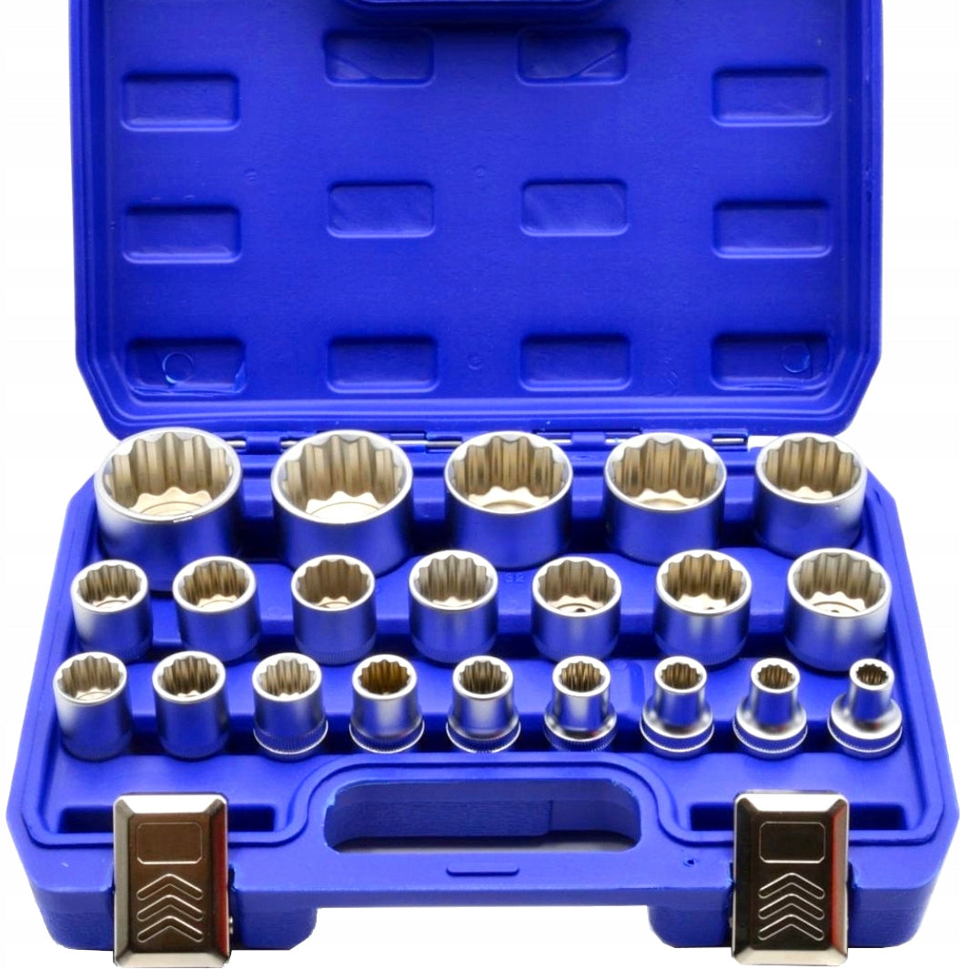 12-ANGLE SOCKET SET 1/2" SHORT SOCKETS CRV 8-36mm SUITCASE
