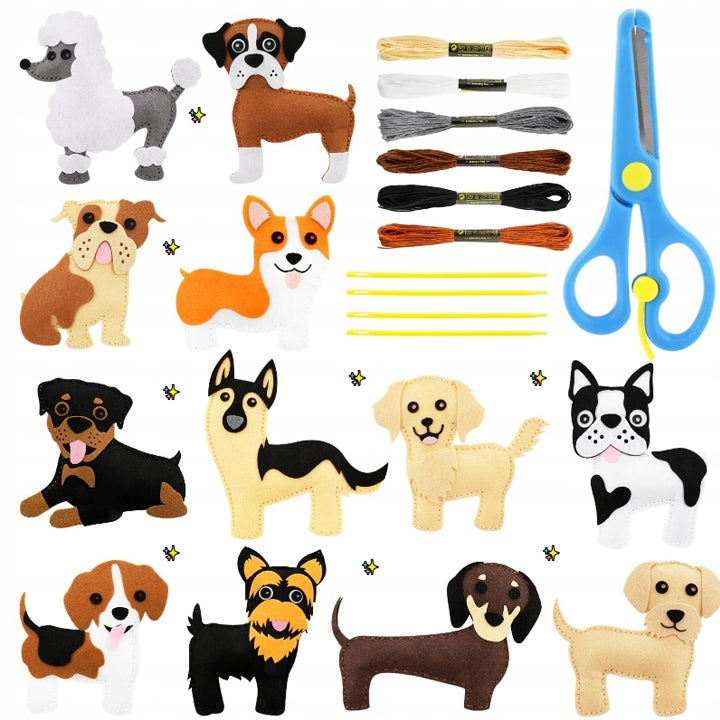 12-Piece Felt DIY Sewing Kit - Dog Design