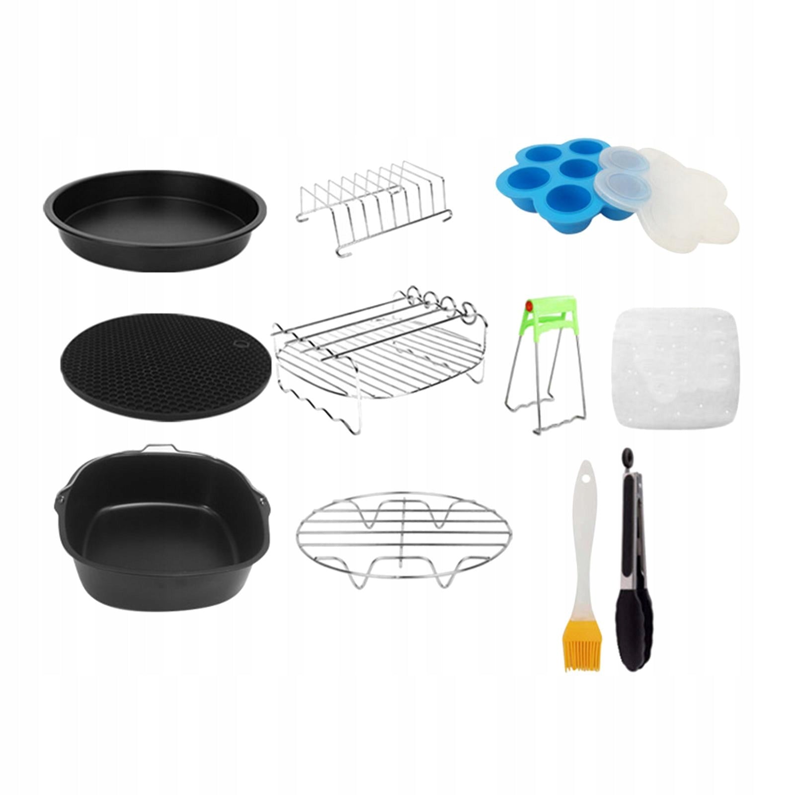 12 Pieces Air Fryer Accessories Set Cake Barrel Heat Insulation for Cooking Model Akcesoria do frytkownic ze stali nierdzewnej