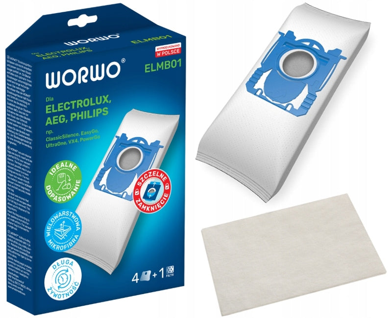 12 X VACUUM CLEANER BAGS ELECTROLUX PHILIPS AEG WORWO ELMB01 EAN (GTIN) 5901362007490