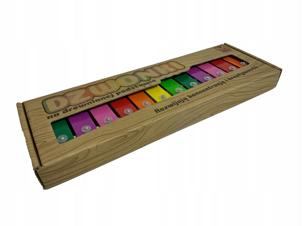 12-tone colored bells on a wooden frame Marek