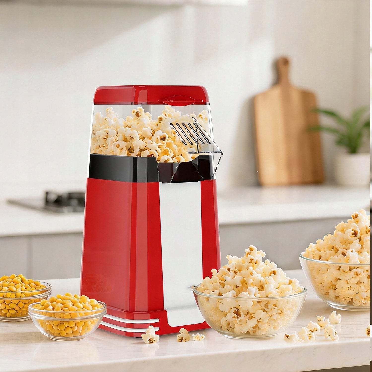 1200W AUTOMATIC POPCORN MAKER WITHOUT FAT HOT AIR Dominant color red