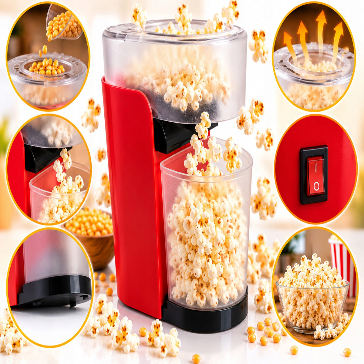 1200W FAT FREE POPCORN MACHINE FOR HOME AUTOMATIC DEVICE 230V Brand AAA