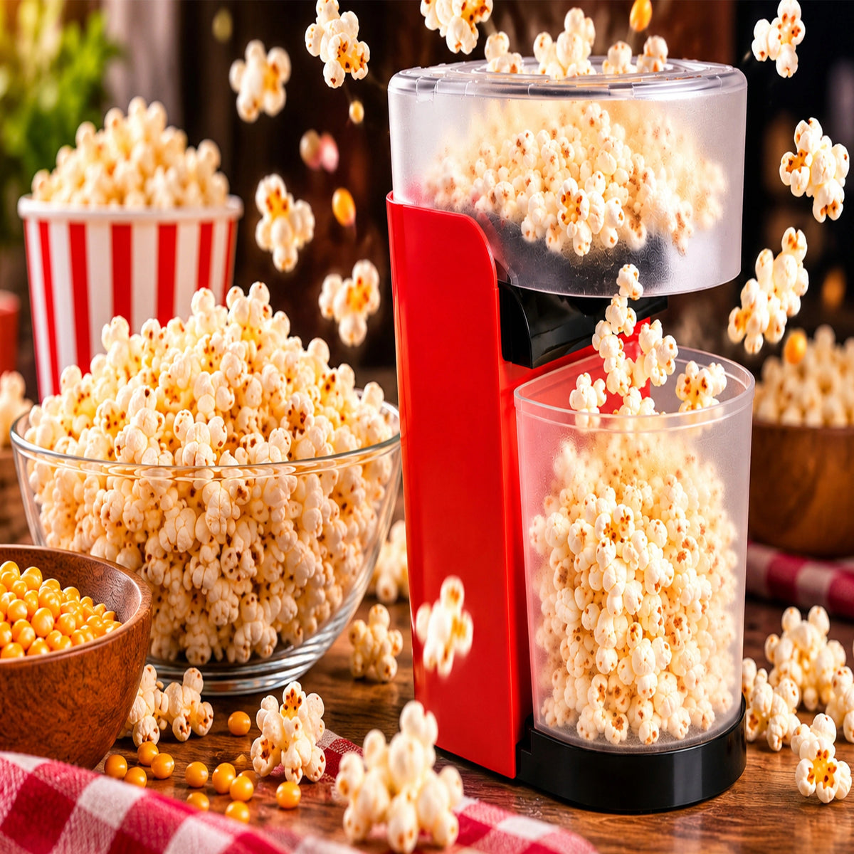 1200W FAT FREE POPCORN MACHINE FOR HOME AUTOMATIC DEVICE 230V Packaging status original