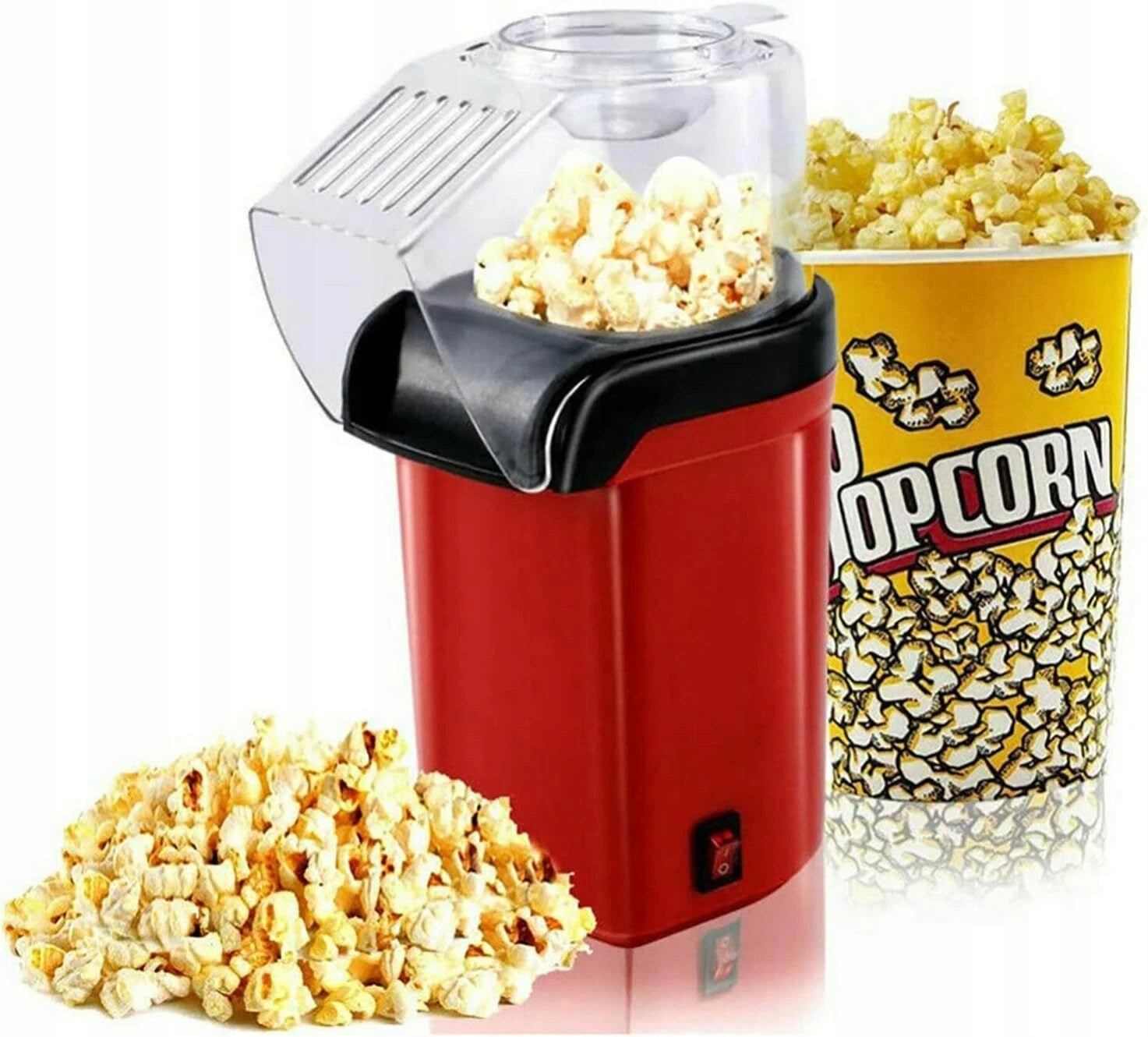 1200W hot air popcorn machine for preparation + measuring cup Dominant color red