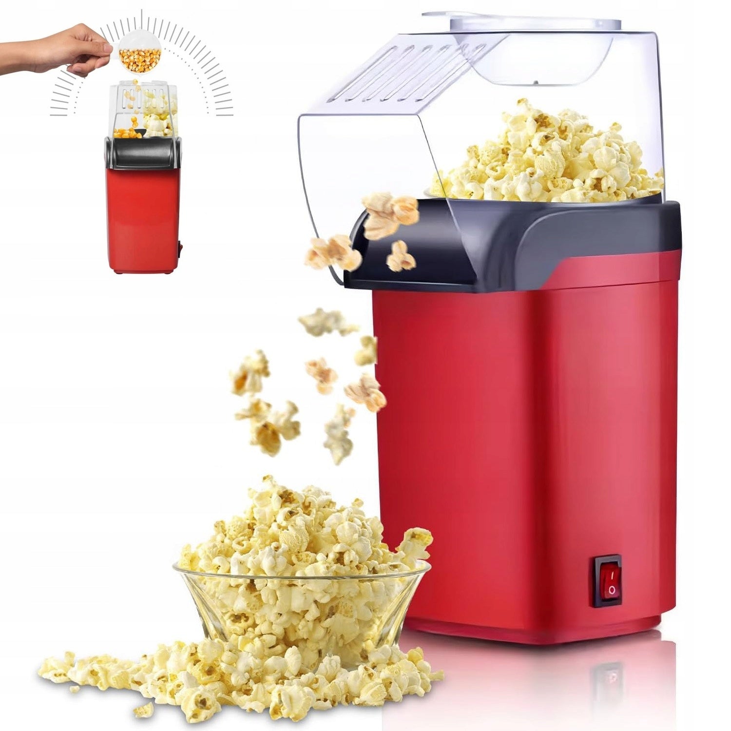 1200W hot air popcorn machine for preparation + measuring cup