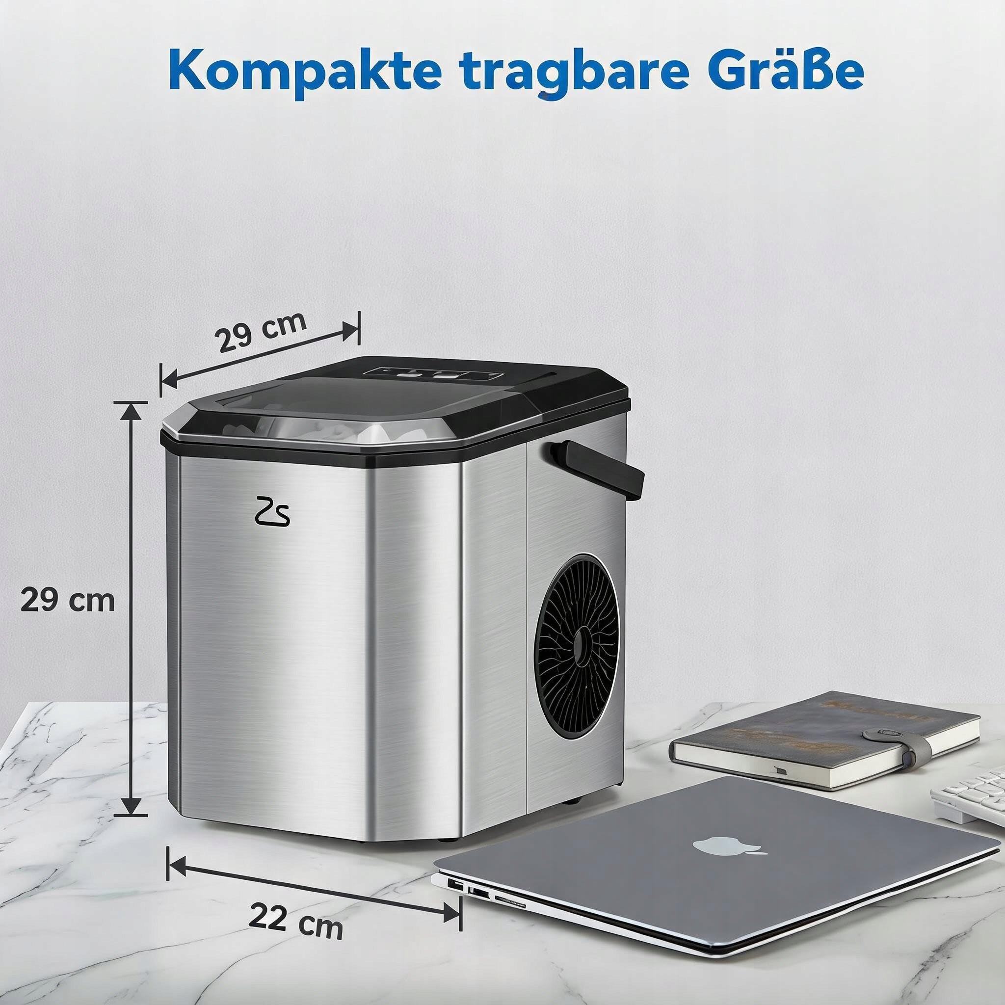 120W Ice Maker 22x29x29cm, 9 Cubes in 6 Min, 12kg/24h, Self Clean Packaging status original