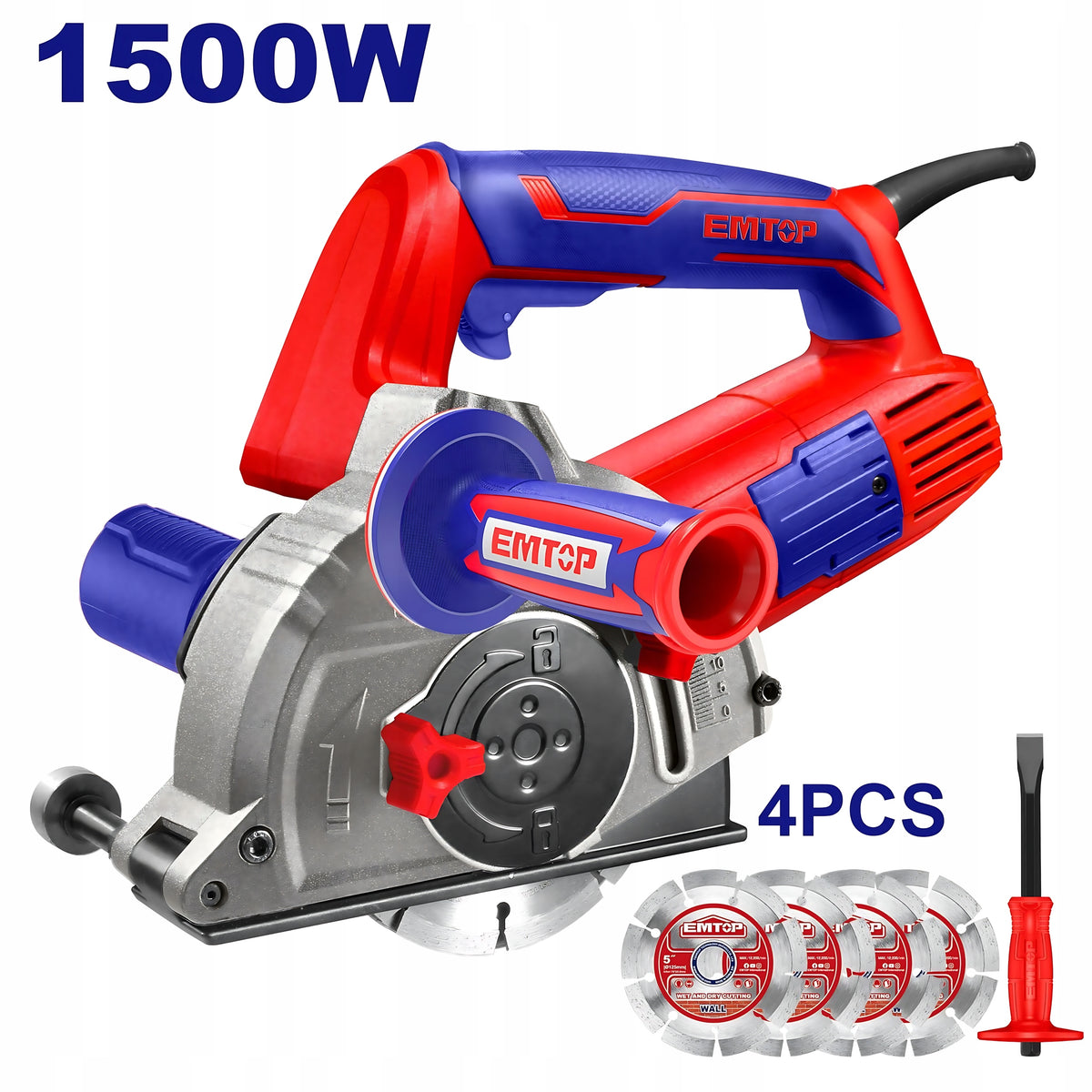 125mm 1500W Emtop EMCR15001 For Concrete Furrow 30mm Adjustable Box Packaging status original