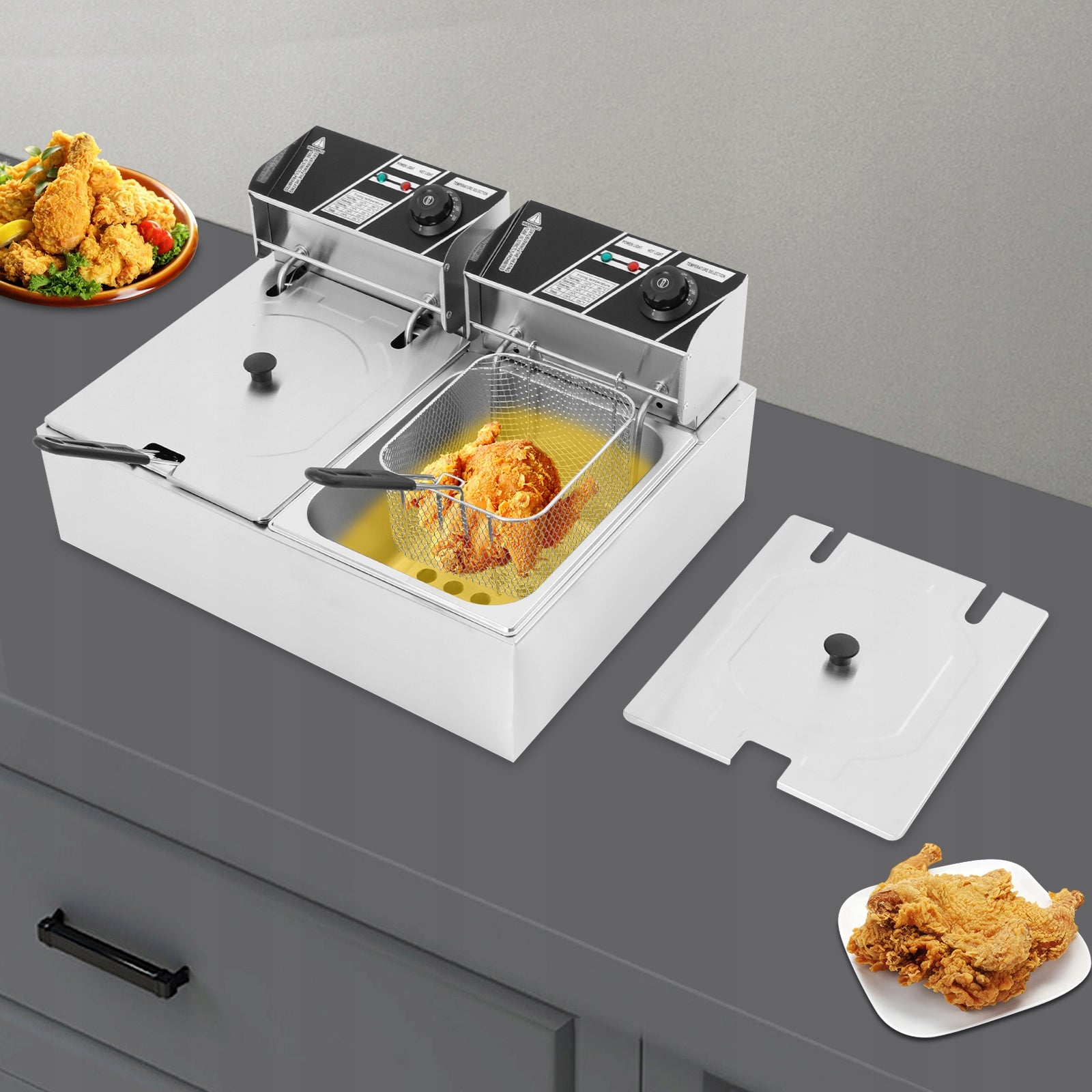 12L 2.5kW Commercial Double-Basket Electric Fryer Manufacturer code f145