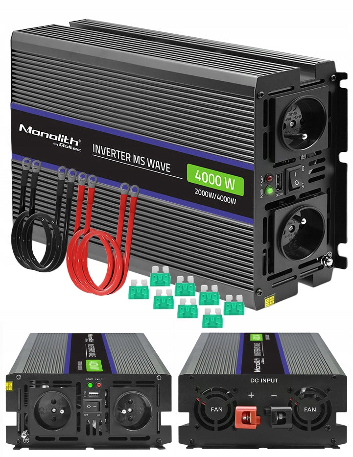 12V 230V 2000W/4000W QOLTEC MONOLITH CAR BATTERY CONVERTER