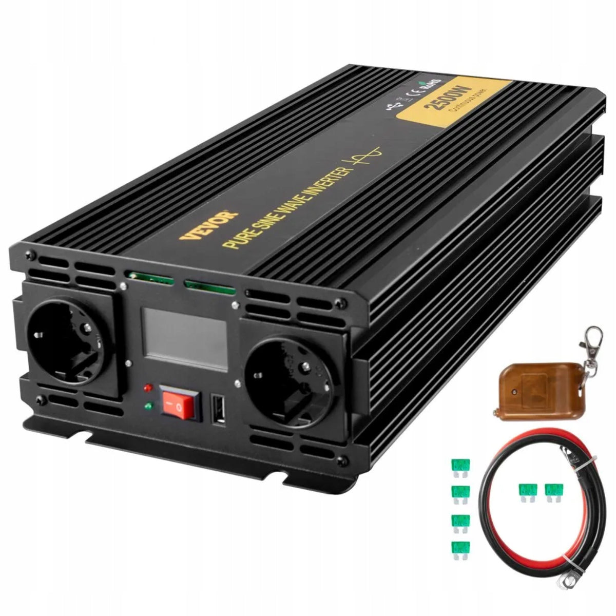 12V/230V 2500W CONVERTER PURE SINE LCD REMOTE CONTROL 5000W
