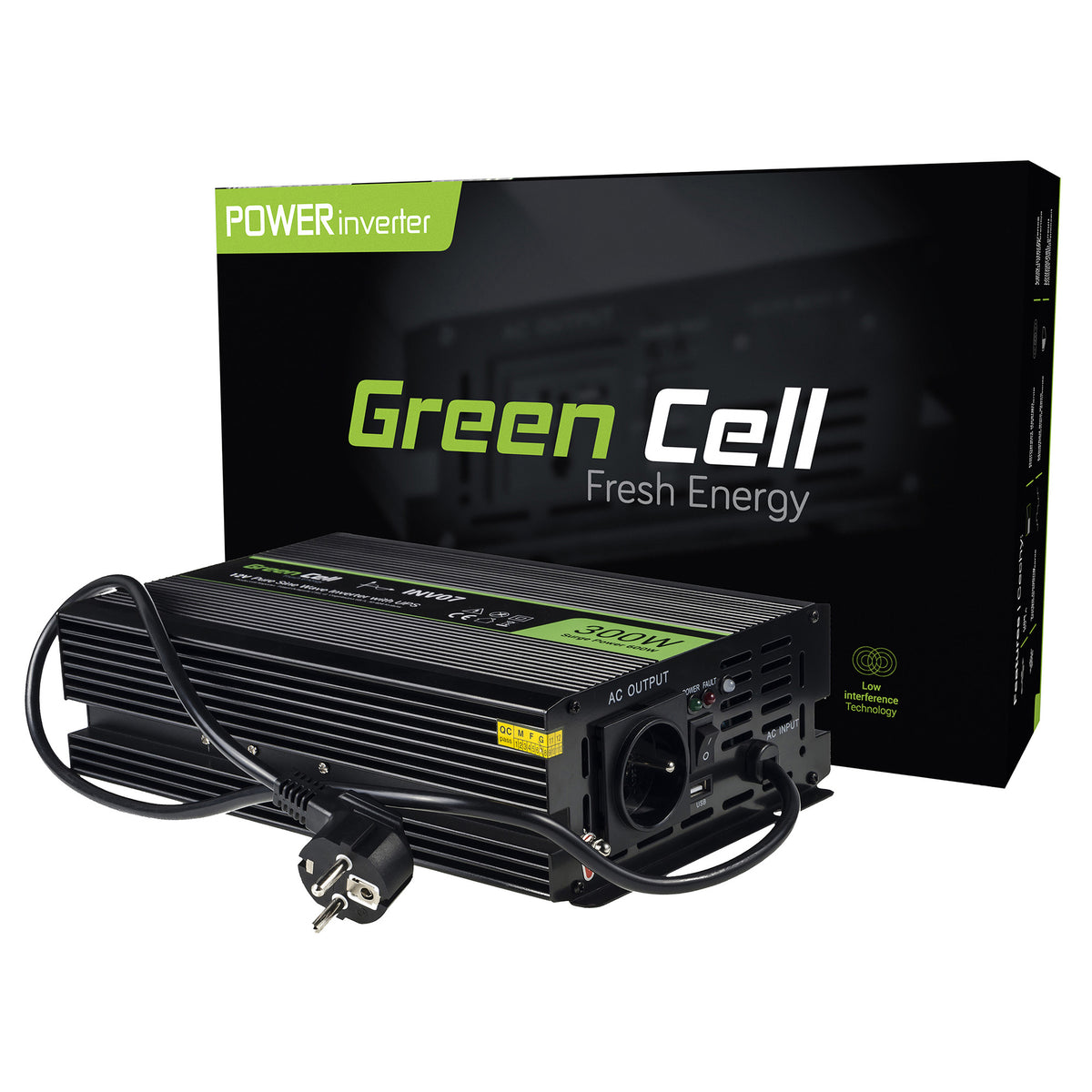 12V 230V 300W 600W CAR VOLTAGE CONVERTER PURE SINE USB