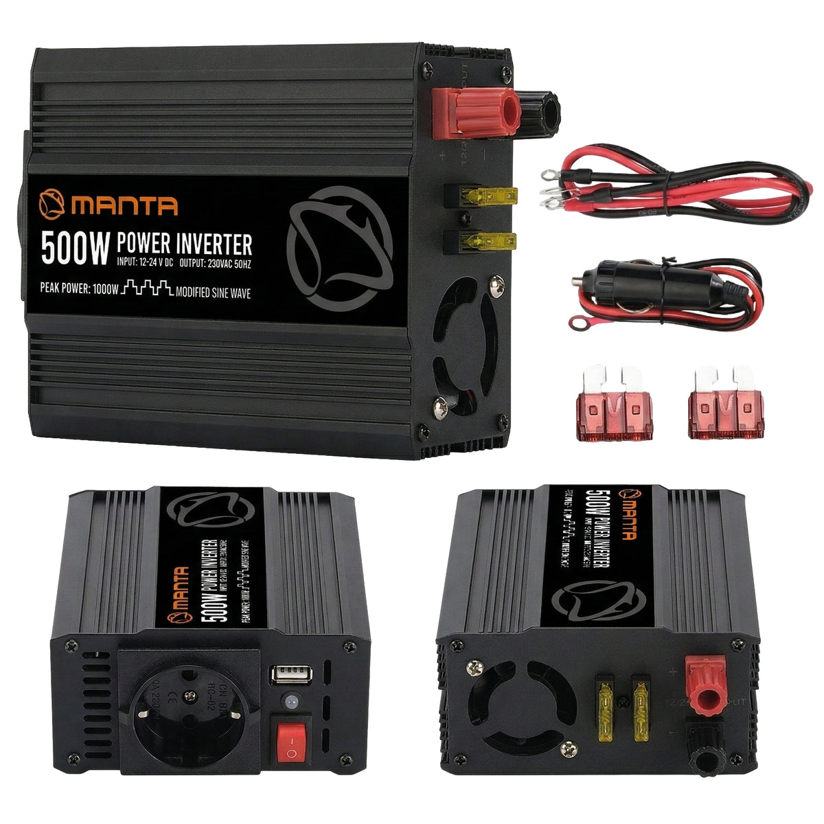 12V 24V 230V CAR INVERTER 1000 500W USB MPI500M Packaging status original